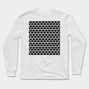 Seamless Pattern of Black Pixel Hearts Long Sleeve T-Shirt